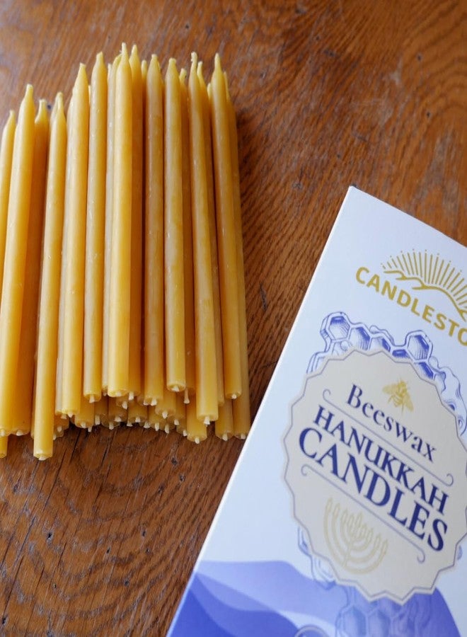 Candlestock Beeswax Hanukkah Candle - Woodstock Hand Made Natural Candles - 45 Per Box - Image 4